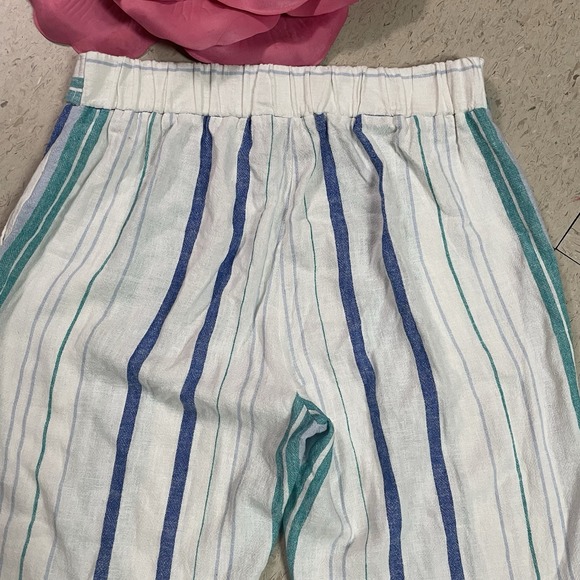 ELLEN TRACY Women's Sz Medium Linen Blend Striped Ankle Pants w/ Pockets - Picture 4 of 7